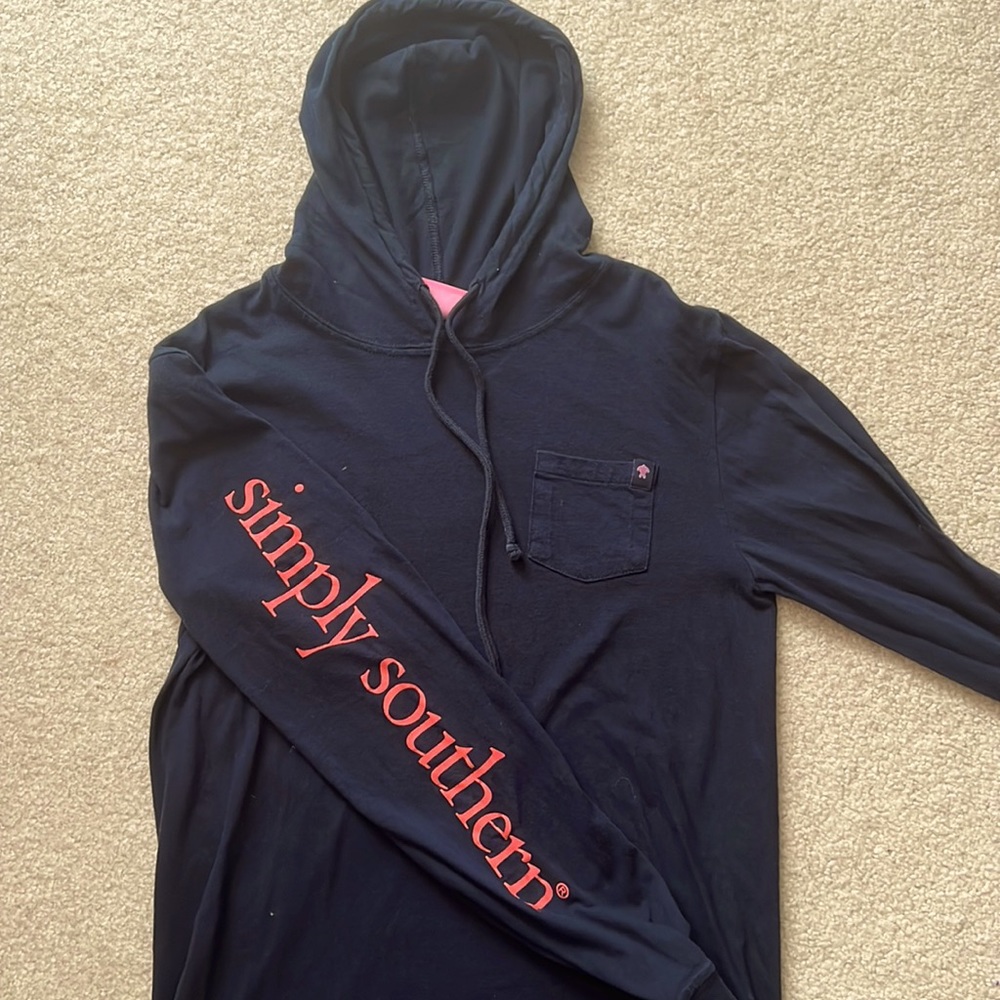 Navy and coral Simply Southern pullover